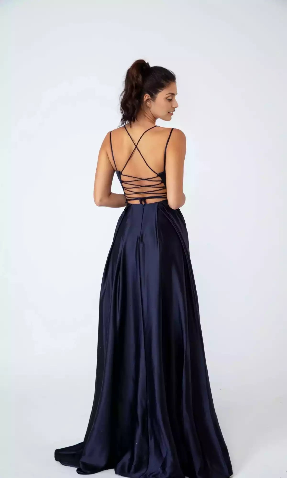 Charming long satin A-line sweetheart neckline with thin shoulder straps and side slits that perfectly fit the body, showcasing elegant temperament Prom Dresses