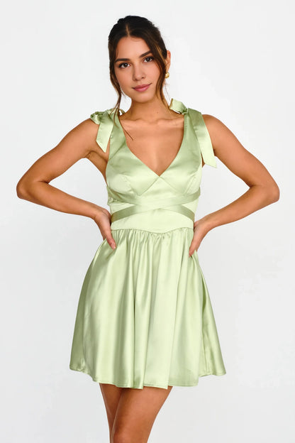 Charming satin mini lace up shoulder strap with back zipper Homecoming Dresses