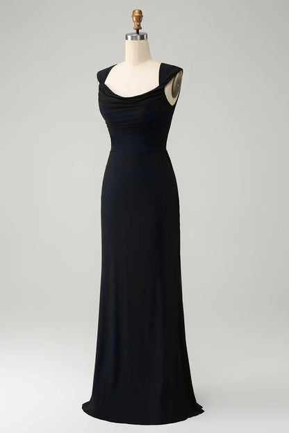 Charming tight fitting pendant collar long back lace up bridesmaid dress