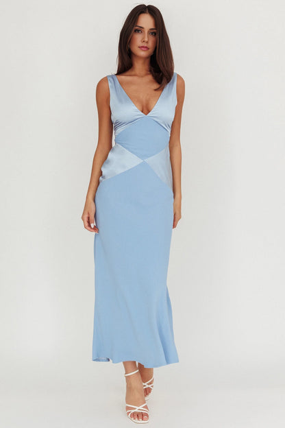 Charming unlined deep V-neck satin extra long invisible back zipper bridesmaid dress