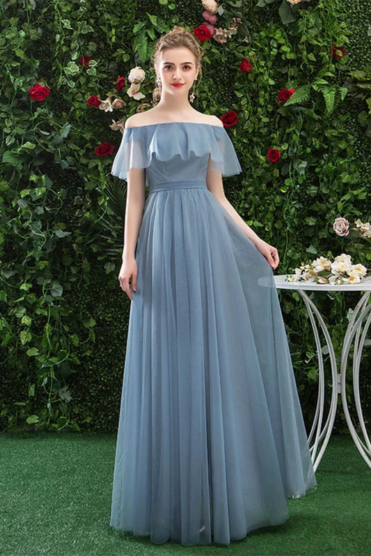 Sexy Off Shoulder sheer long ball bridesmaid dress