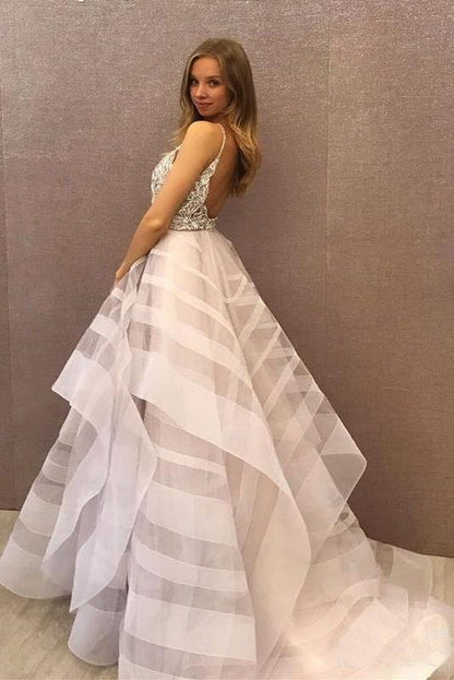Fashionable A-line strapless sheer glitter ball hat backless ball dress
