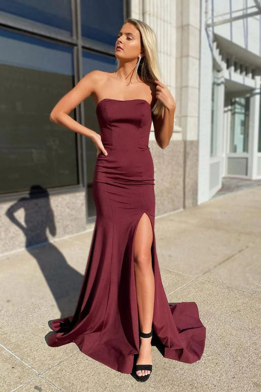 Fashionable and Sexy Strapless Mermaid Tail Dress Split Ball Dress