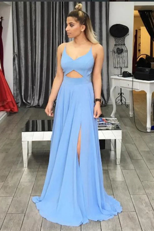 Elegant Chiffon Italian Noodle Strap Split Dress