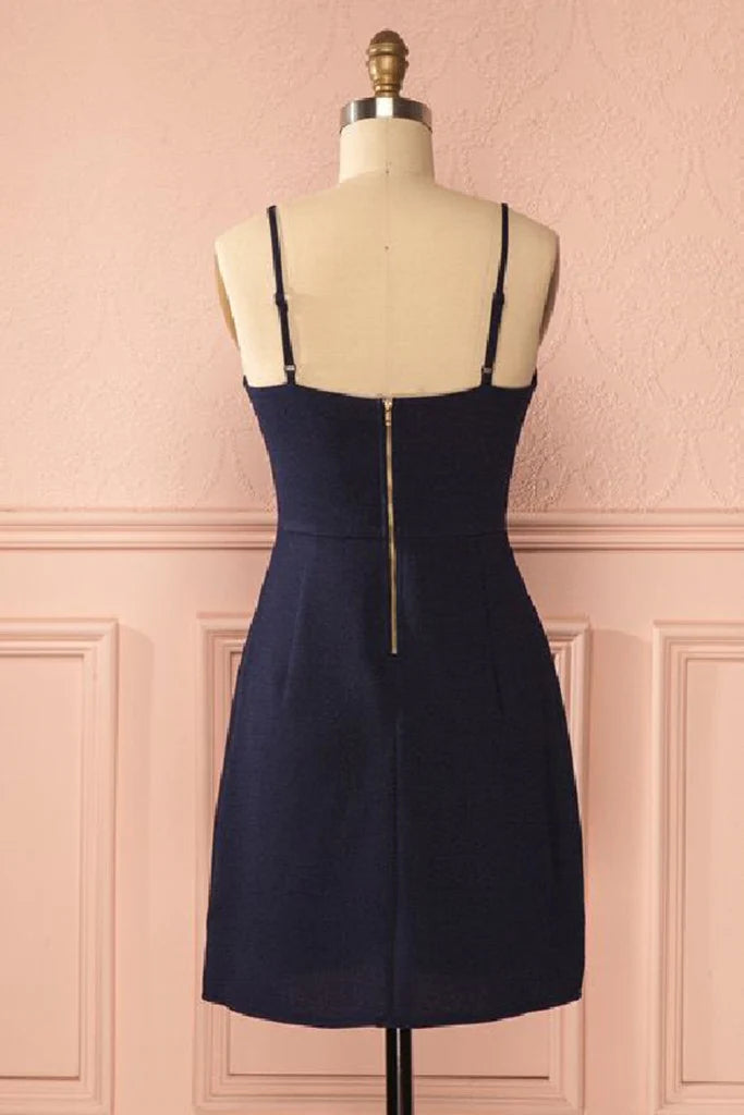 Chiffon Italian Noodle Strap Short Mini Zipper Dress