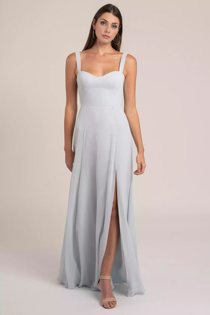 Classic lace neckline, chiffon wide shoulder straps, heart-shaped neckline perfect for body shaping Bridesmaid Dresses