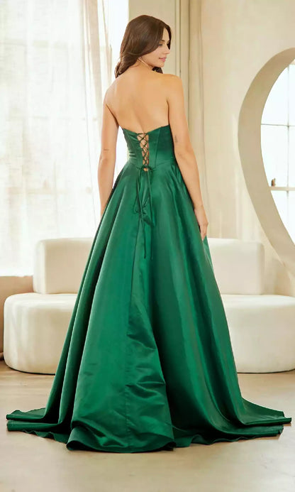 Classic strapless V-neck corset, backless lace up, fluffy long skirt, adding a fashionable touch Prom Dresses