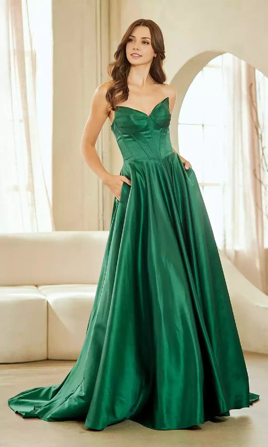 Classic strapless V-neck corset, backless lace up, fluffy long skirt, adding a fashionable touch Prom Dresses