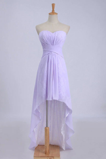 Asymmetric hem sweetheart A-line chiffon dress