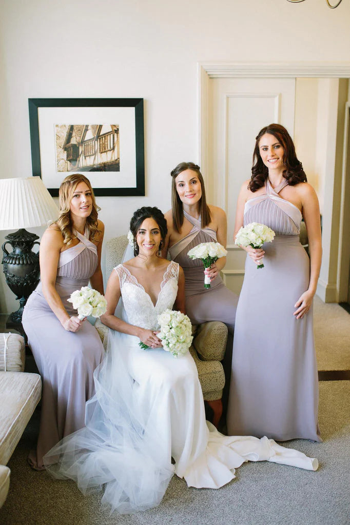 Cute long mermaid chiffon dress elegant and minimalist bridesmaid dress