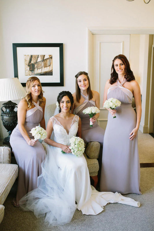 Cute long mermaid chiffon dress elegant and minimalist bridesmaid dress