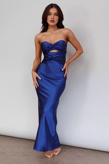 Cute mid length chest with lining, strapless style, tight corset, back strap, back zipper, Bridesmaid Dresses