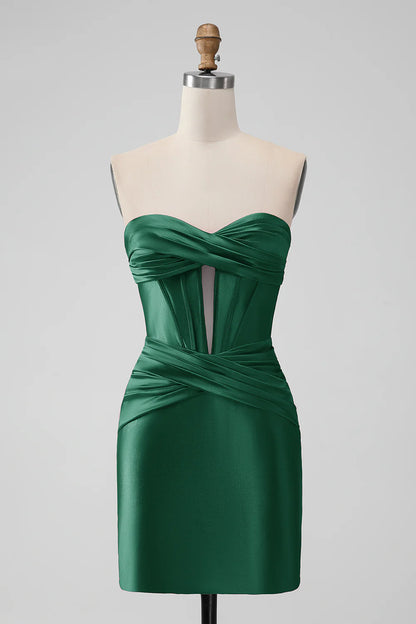 Bodycon Sweetheart Pleated Corset Short Homecoming Dress