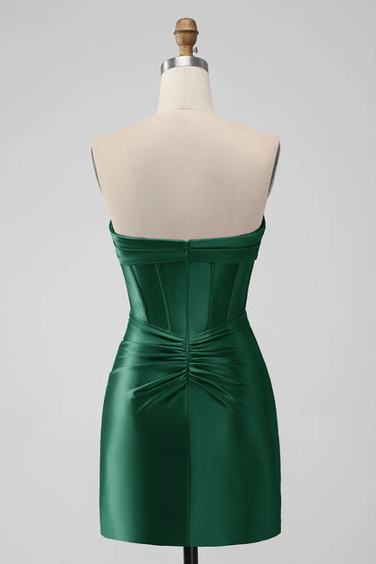 Bodycon Sweetheart Pleated Corset Short Homecoming Dress