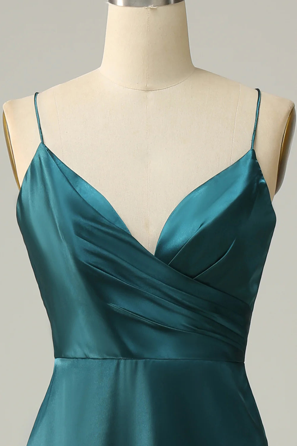A Line Spaghetti Straps Plus Size Bridesmaid Dress with Open Back