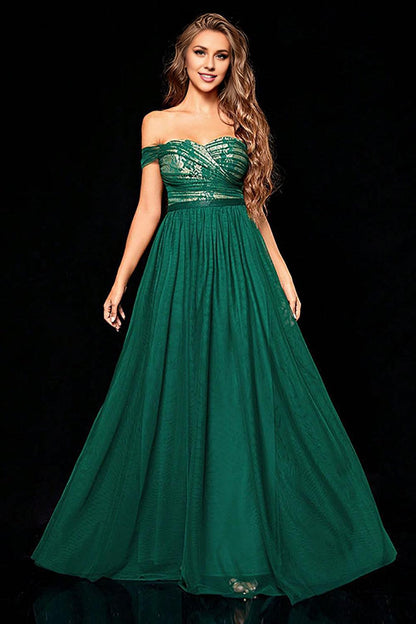 A Line Tulle Off the Shoulder Mother of the Bride Dresses With Pleated