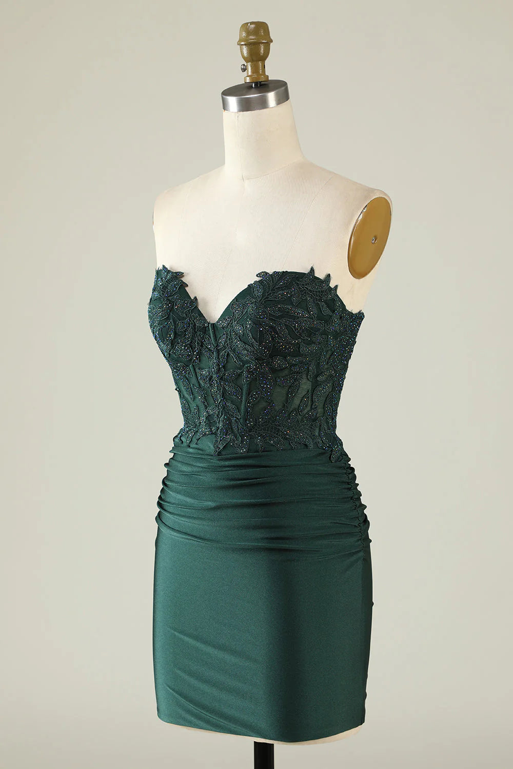 Dark Green Bodycon Strapless Applique Short Homecoming Dress
