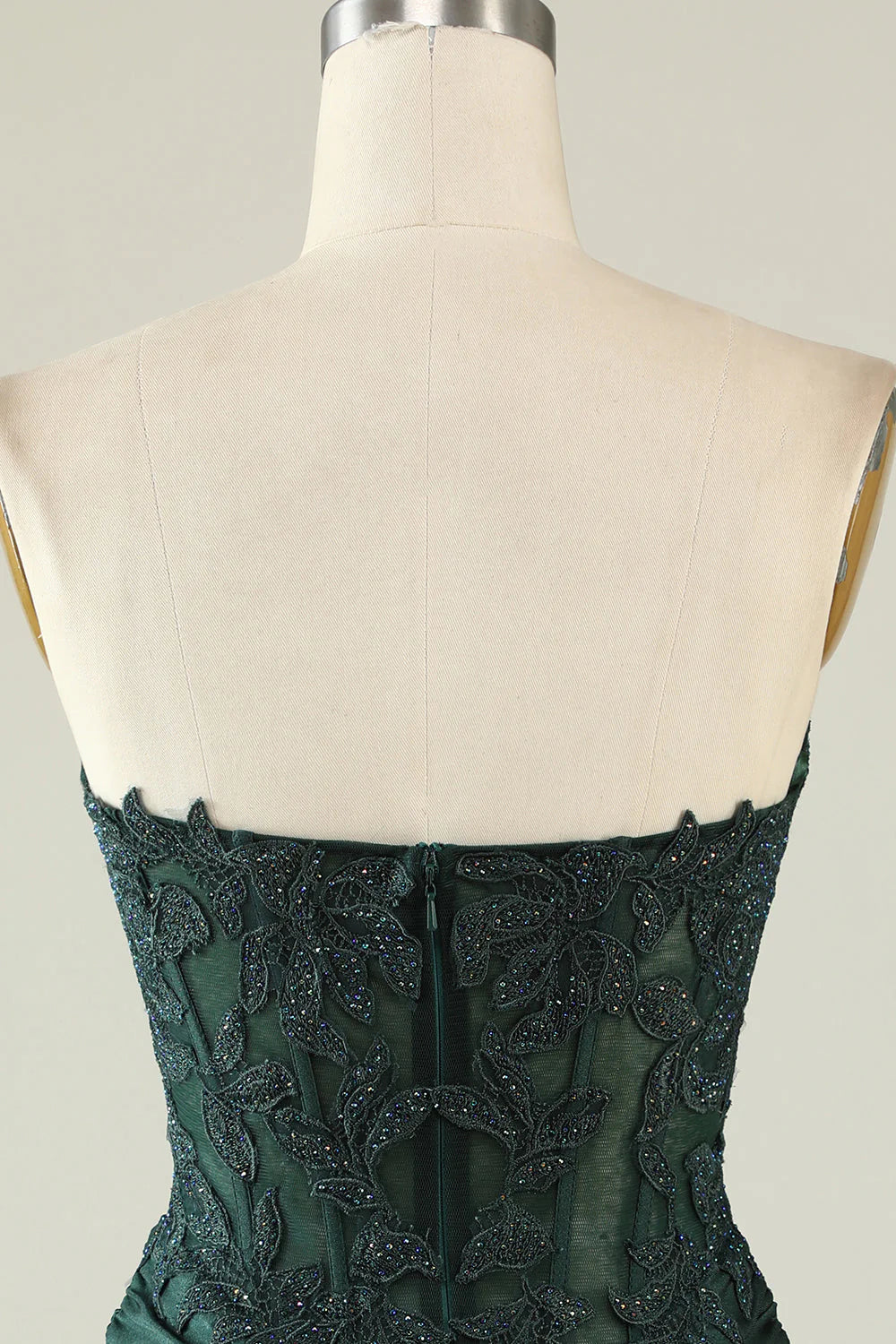 Dark Green Bodycon Strapless Applique Short Homecoming Dress