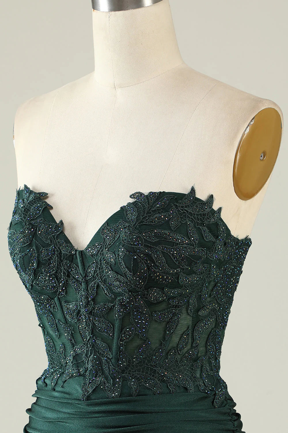 Dark Green Bodycon Strapless Applique Short Homecoming Dress