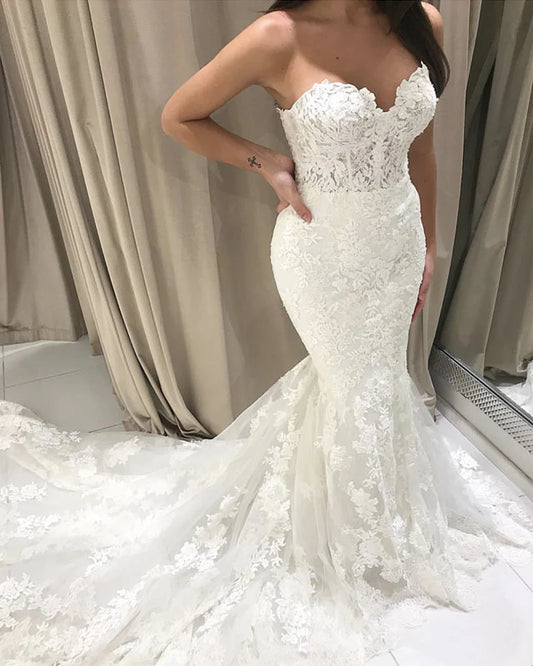 Elegant Lace Mermaid Wedding Dress Sweetheart