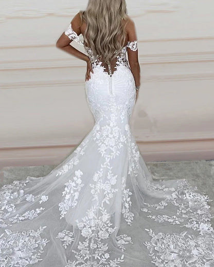 Elegant Lace Mermaid Wedding Dress Off Shoulder