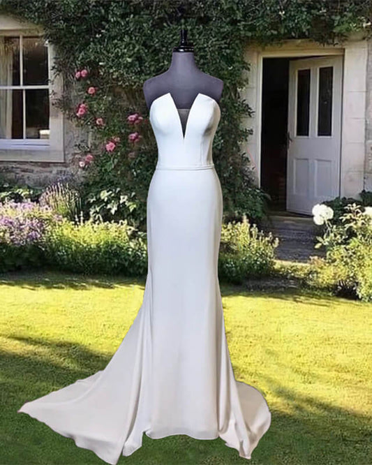 Mermaid Strapless Satin Wedding Gown