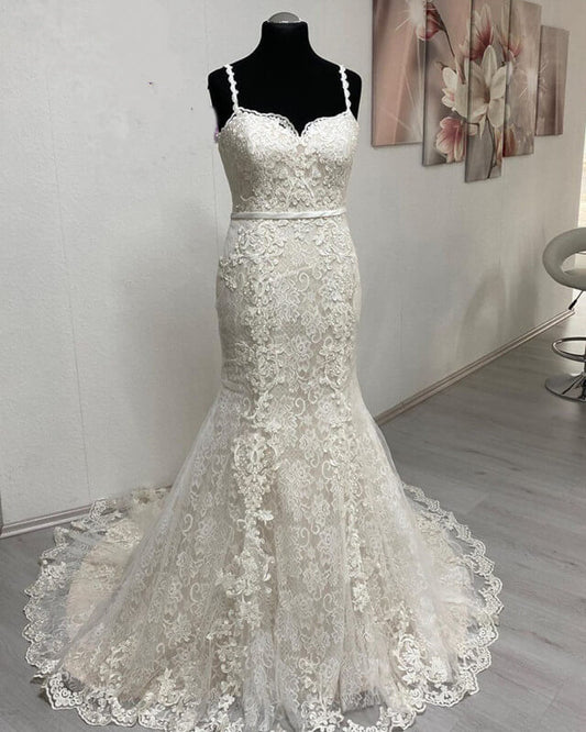 Lace Sweetheart Spaghetti Strap Wedding Gown
