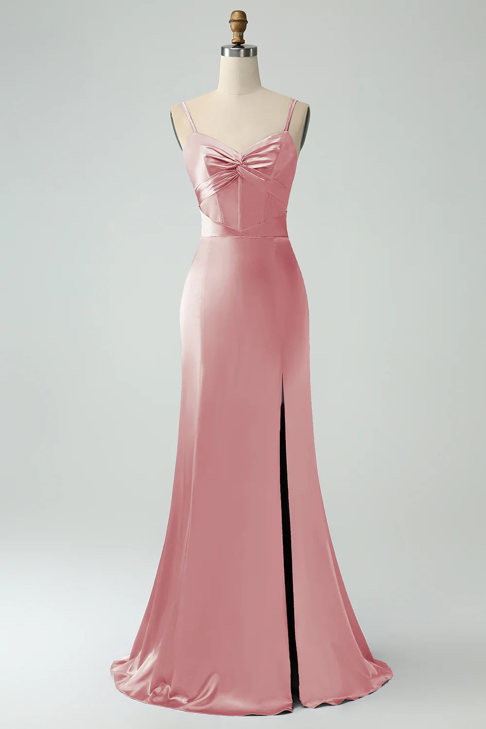 Mermaid Spaghetti Straps Lace-up Back Bridesmaid Dress With Slit
