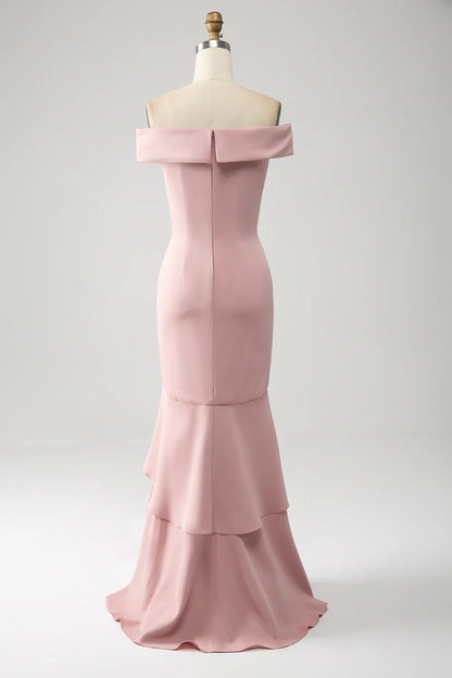 High Low Asymmetrical Off The Shoulder Party Dress