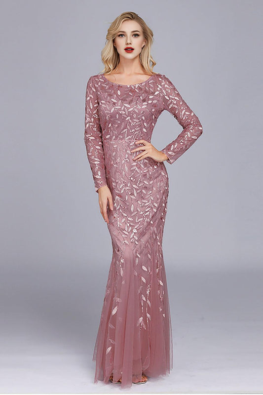 Mermaid Boat Neck Mother of the Bride Dress with Appliques