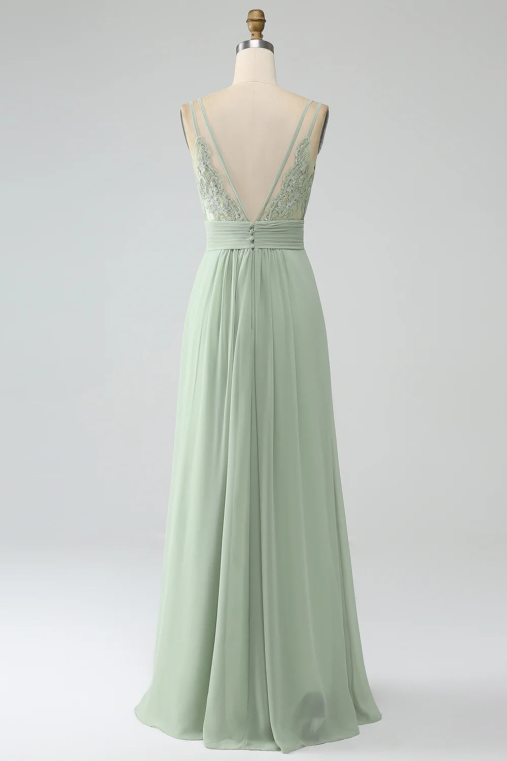 A-Line Spaghetti Straps Pleated Chiffon Bridesmaid Dress