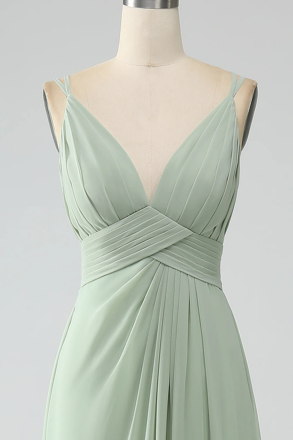 A-Line Spaghetti Straps Pleated Chiffon Bridesmaid Dress
