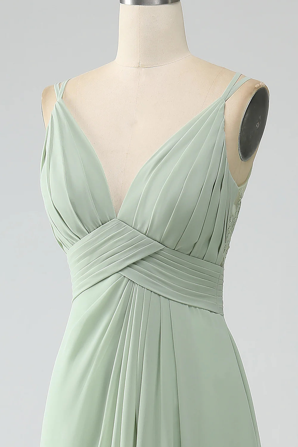 A-Line Spaghetti Straps Pleated Chiffon Bridesmaid Dress
