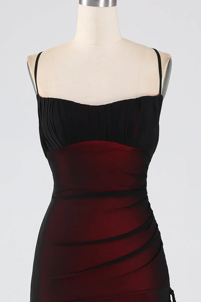 Sexy black and red floor slimming bridesmaid dress with a strap