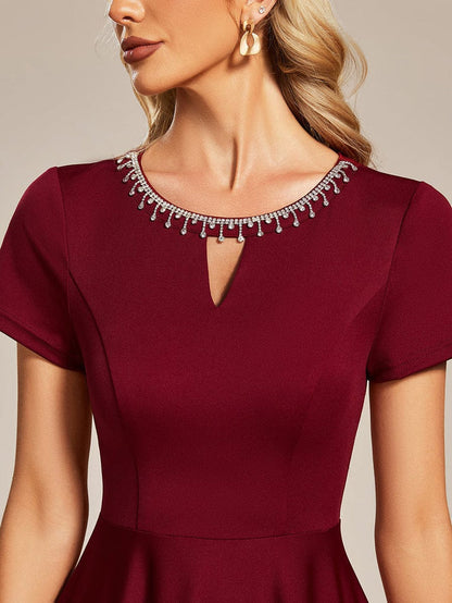 Water Diamond Necklace A-line Mini 2024 Summer Casual Dress