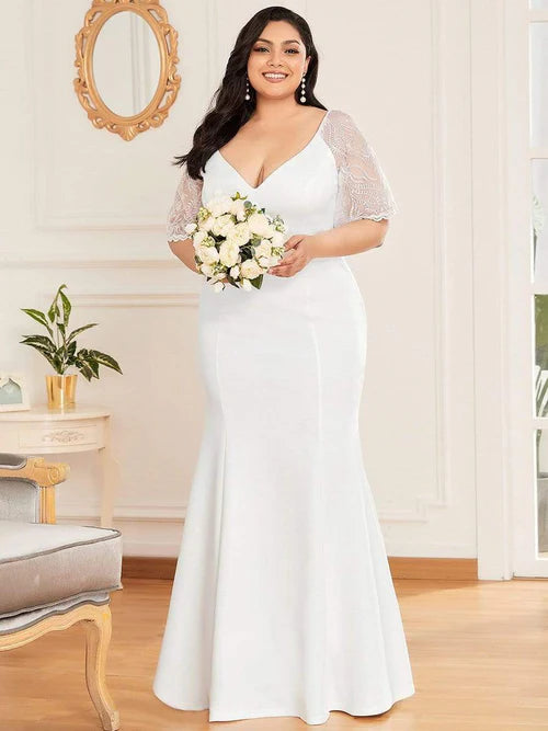 Elegant slim fit plus size sexy V-neck fishtail women's ball banquet wedding mother of the bride evening dress