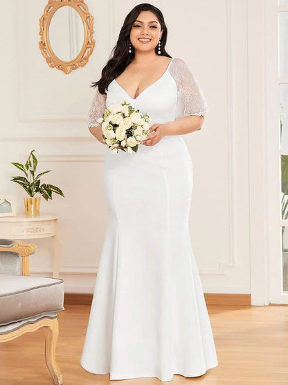 Elegant slim fit plus size sexy V-neck fishtail women's ball banquet wedding mother of the bride evening dress