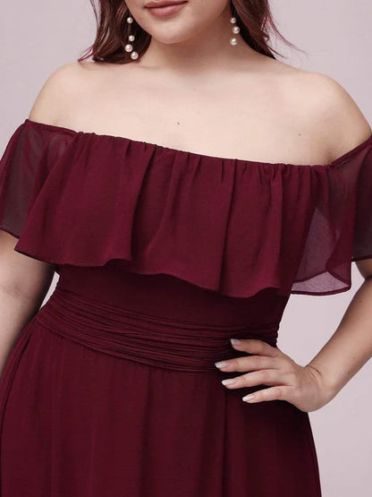 Plus size elegant and sexy side slit long chiffon formal dress