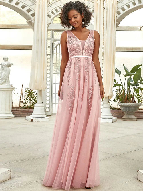 Sexy long elegant ether sheer evening gown