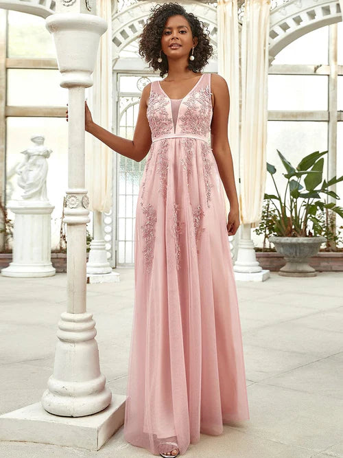 Sexy long elegant ether sheer evening gown