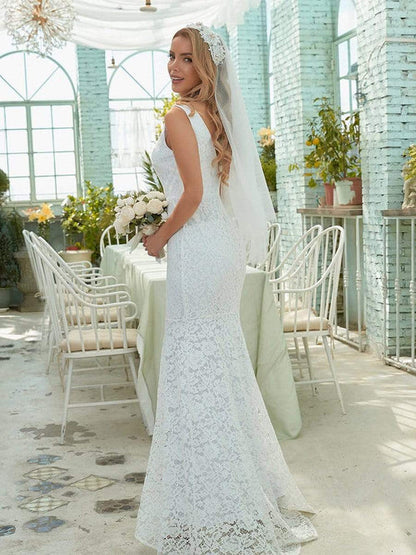 Sexy deep V-neck sleeveless fishtail lace party formal wedding dressSexy deep V-neck sleeveless fishtail lace party formal wedding dress