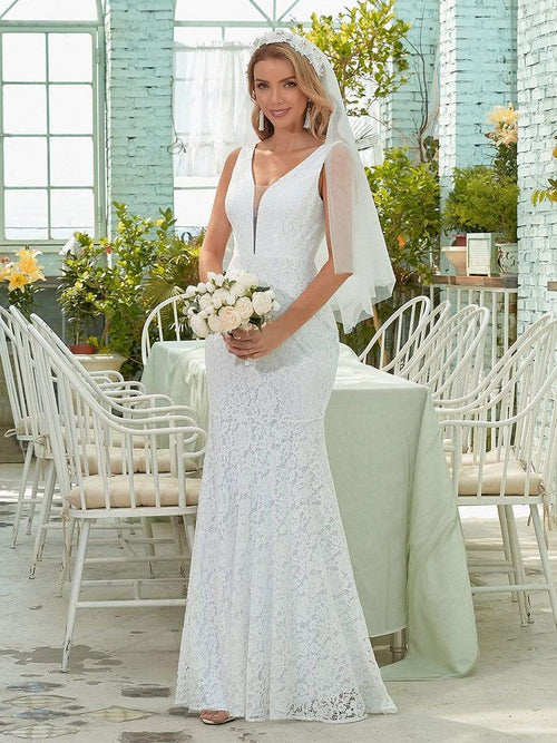 Sexy deep V-neck sleeveless fishtail lace party formal wedding dressSexy deep V-neck sleeveless fishtail lace party formal wedding dress