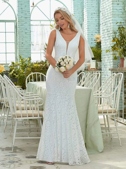 Sexy deep V-neck sleeveless fishtail lace party formal wedding dressSexy deep V-neck sleeveless fishtail lace party formal wedding dress