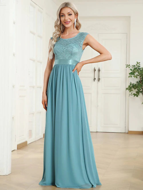 Classic round neck sexy backless lace tight bride mother skirt