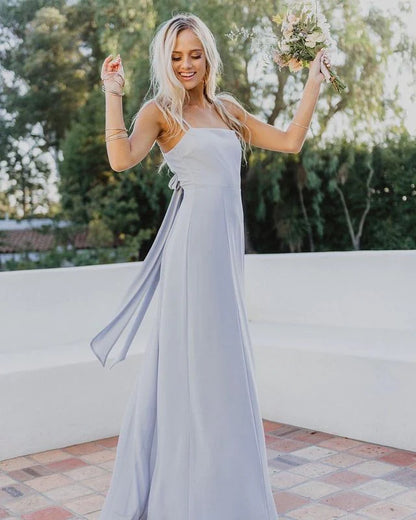 Elegant A-line Italian Noodle Bridesmaid Chiffon Elegant Long Wedding Dress