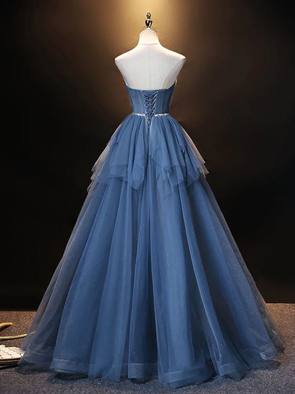Elegant and noble A-line strapless sweet sheer dance dress