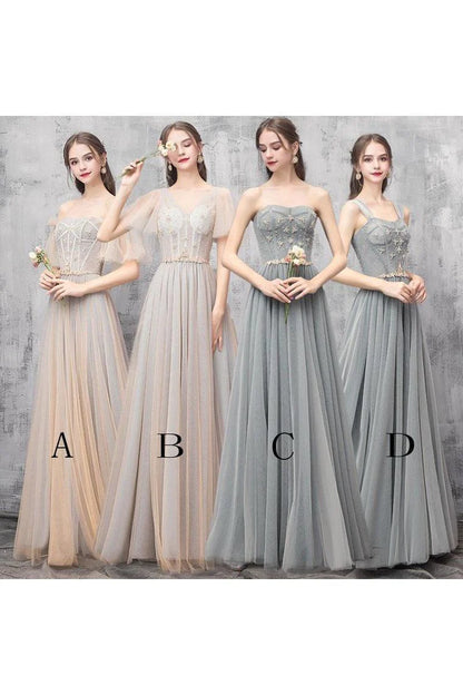 Elegant and Elegant Off the Shoulder Floor Tulle Dress Bridesmaid Dress