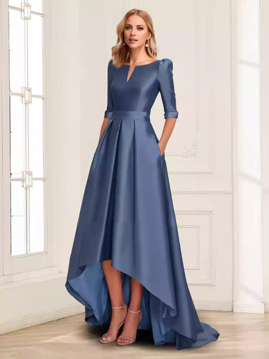 Elegant A-line/Princess V-neck Half Sleeve Asymmetric Mother of the Bride Dresses