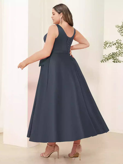 Elegant A-line/Princess V-neck sleeveless long style plus size Mother of the Bride Dresses