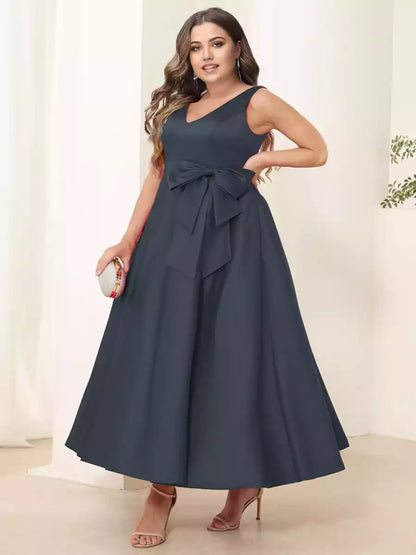 Elegant A-line/Princess V-neck sleeveless long style plus size Mother of the Bride Dresses